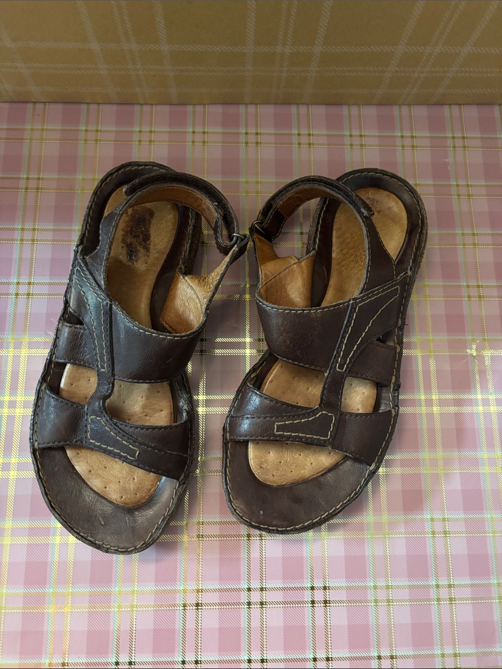 Rogue Women’s Brown Leather Hook-and-Loop Sandals